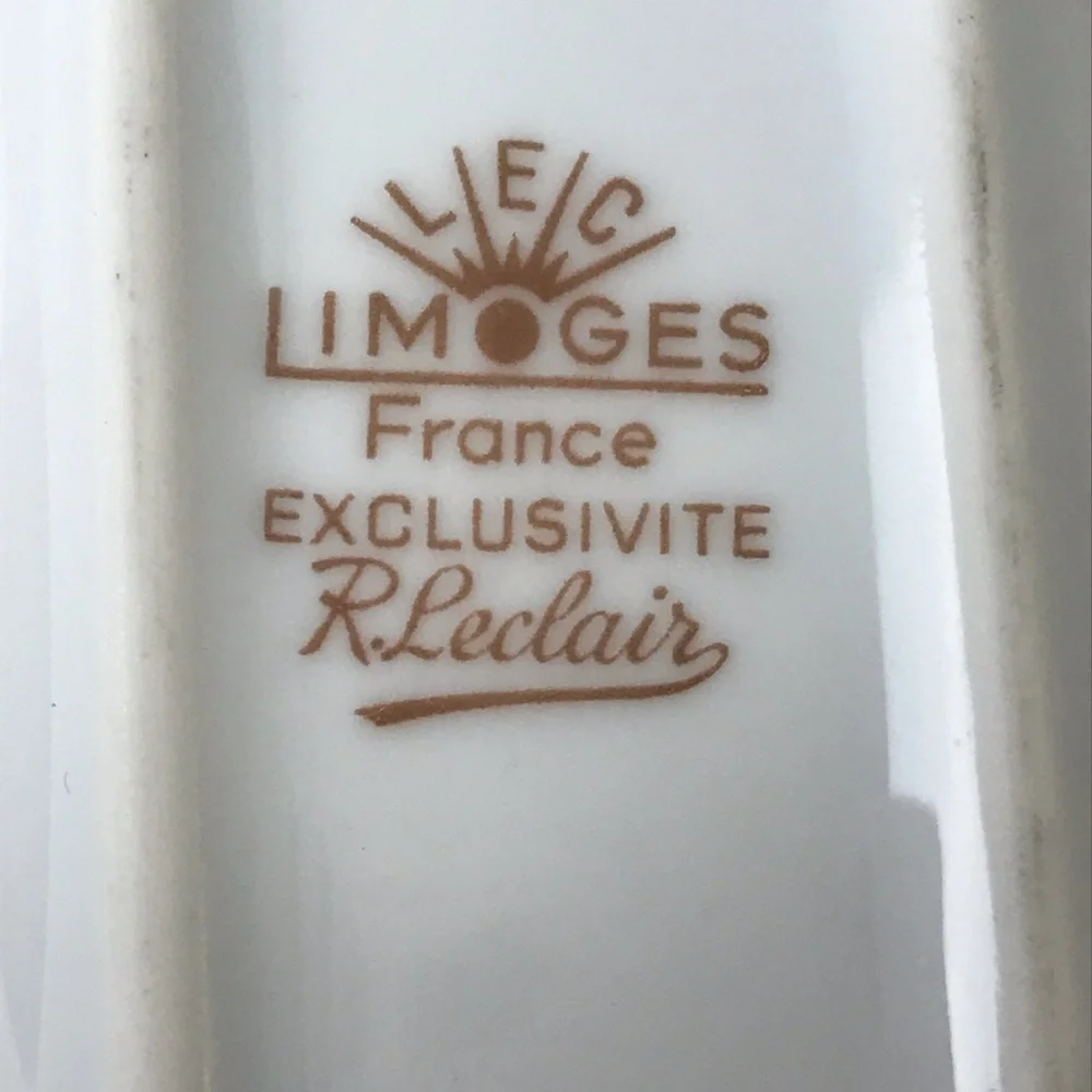 VINTAGE LIMOGES FRANCE By R. Leclair Hand Painted Floral Porcelain Trinket Tray